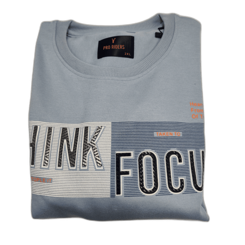 Sky Blue Printed Round Neck Tshirt