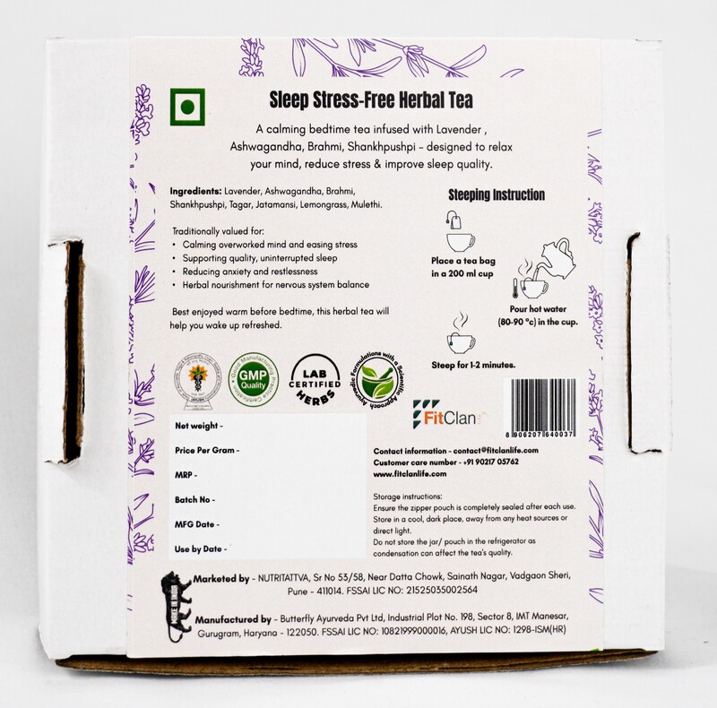 Sleep Stress-Free Herbal Tea | Relaxing Ayurvedic Tea with Ashwagandha, Brahmi & Lavender