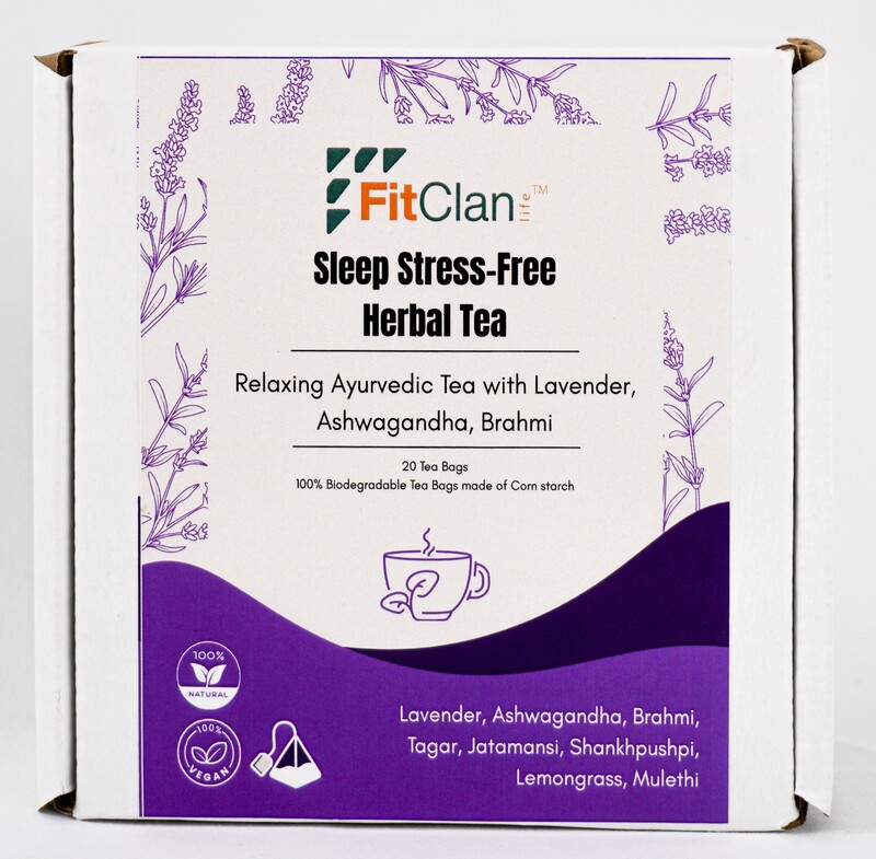 Sleep Stress-Free Herbal Tea | Relaxing Ayurvedic Tea with Ashwagandha, Brahmi & Lavender