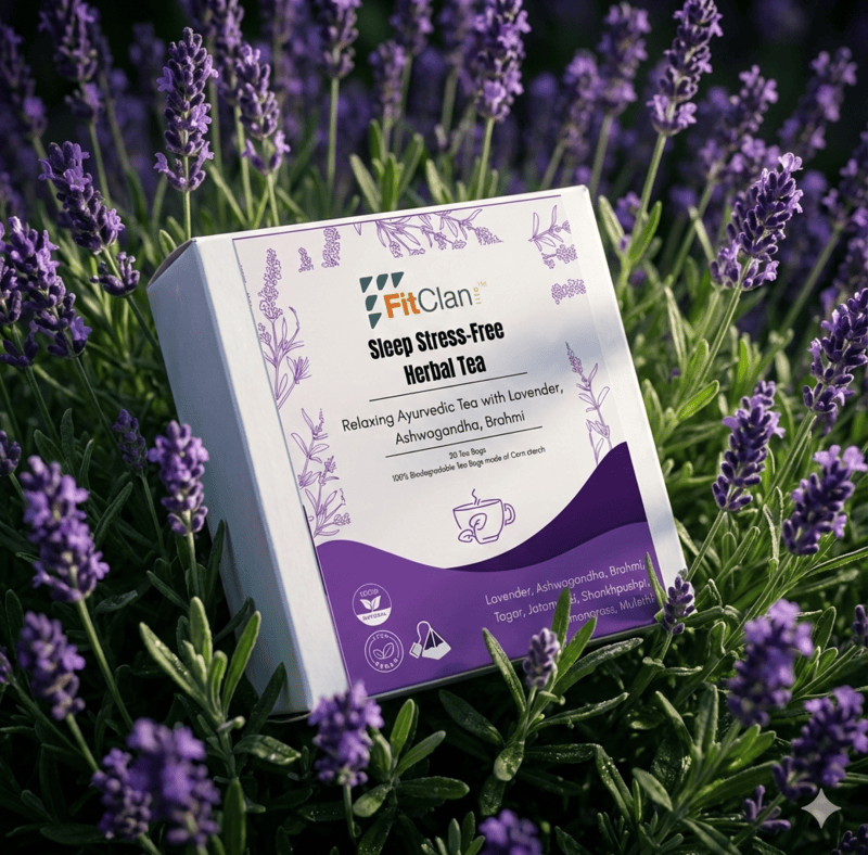 Sleep Stress-Free Herbal Tea | Relaxing Ayurvedic Tea with Ashwagandha, Brahmi & Lavender