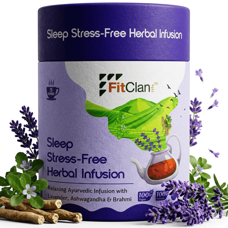 Sleep Stress-Free Herbal Tea | Relaxing Ayurvedic Tea with Ashwagandha, Brahmi & Lavender