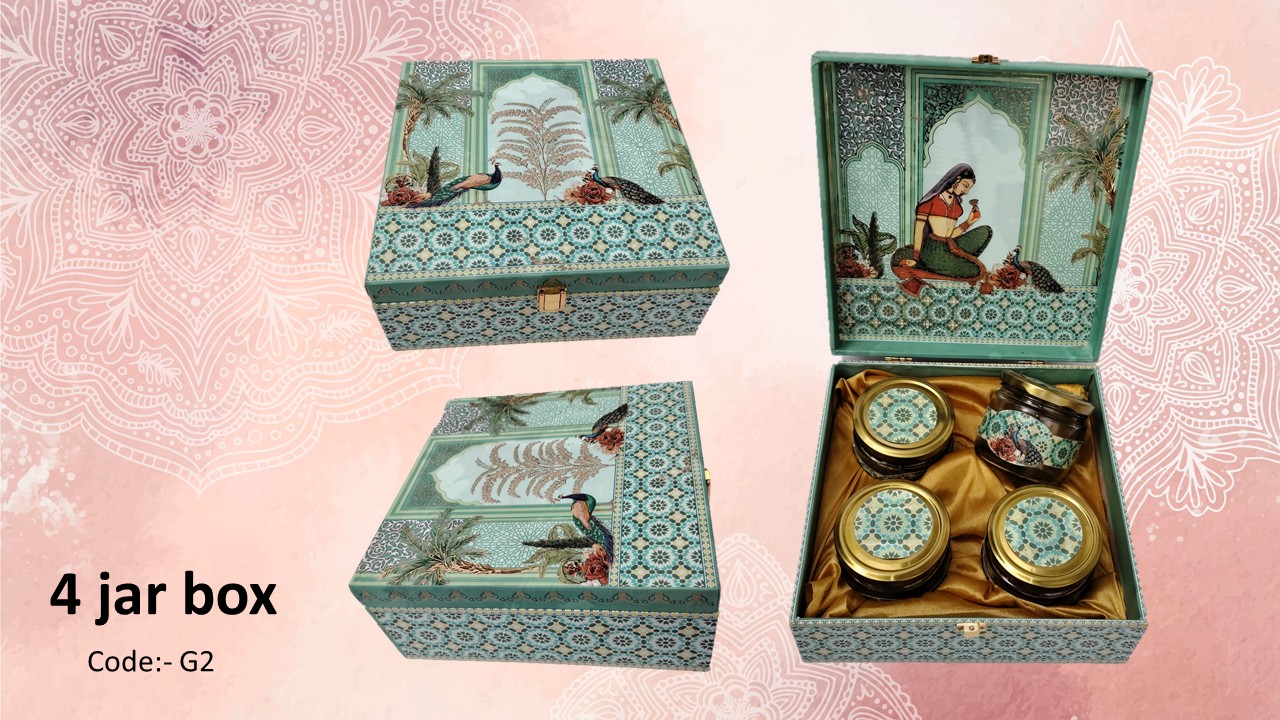 Luxury Decorative 4 Jar MDF Box Luxury Decorative 4 Jar MDF Box