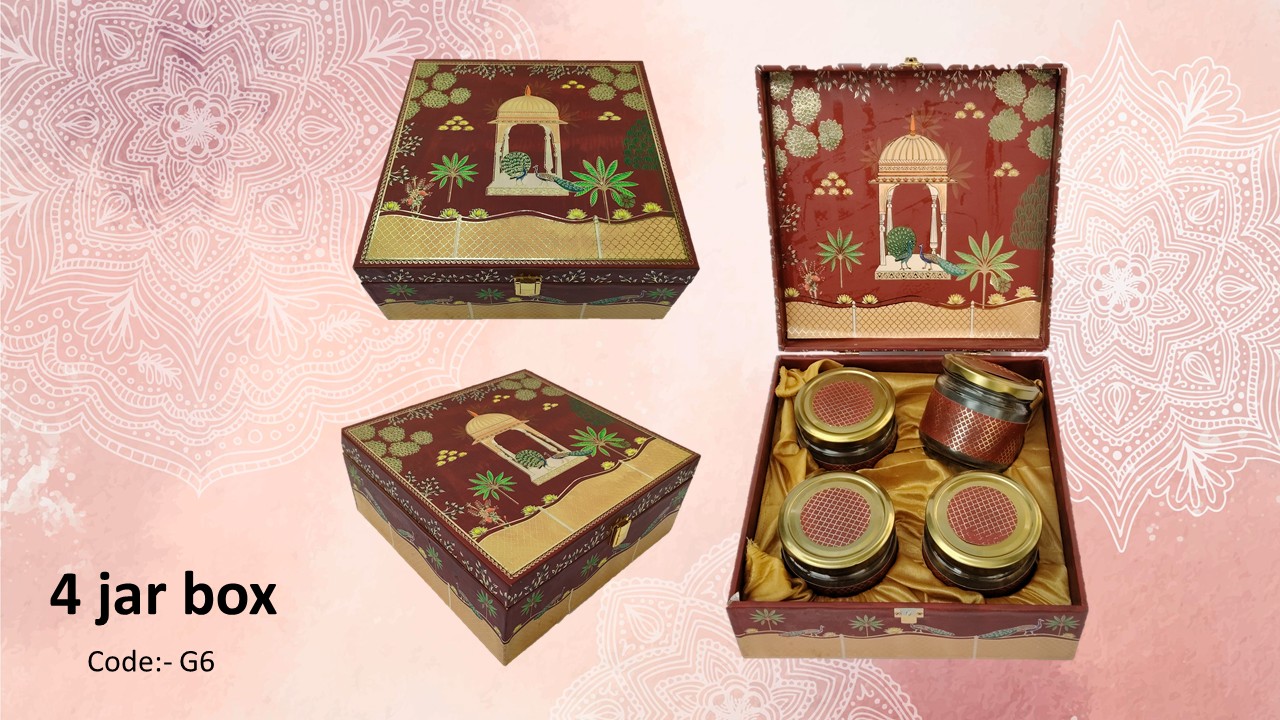 Luxury Decorative 4 Jar MDF Box Luxury Decorative 4 Jar MDF Box