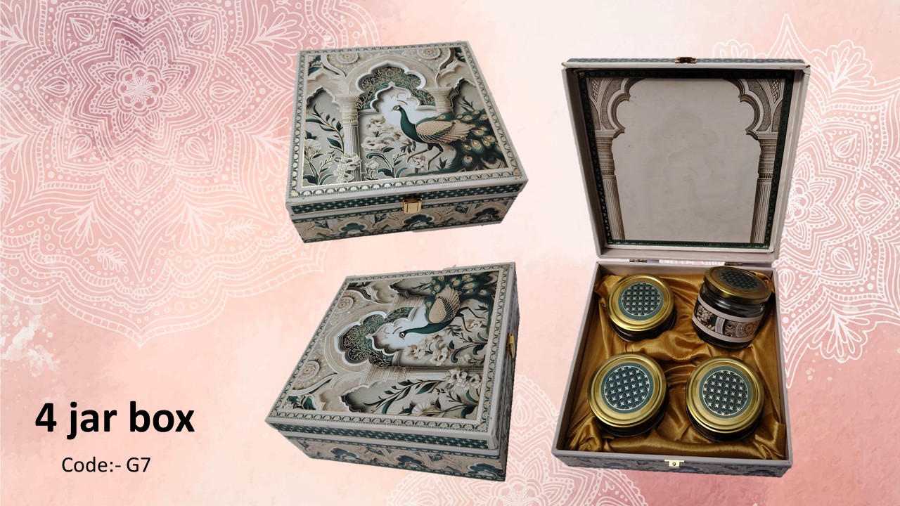 Luxury Decorative 4 Jar MDF Box Luxury Decorative 4 Jar MDF Box