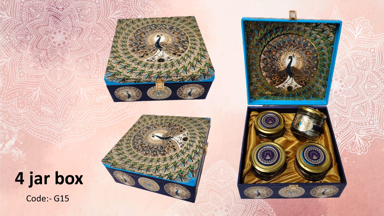 Luxury Decorative 4 Jar MDF Box Luxury Decorative 4 Jar MDF Box