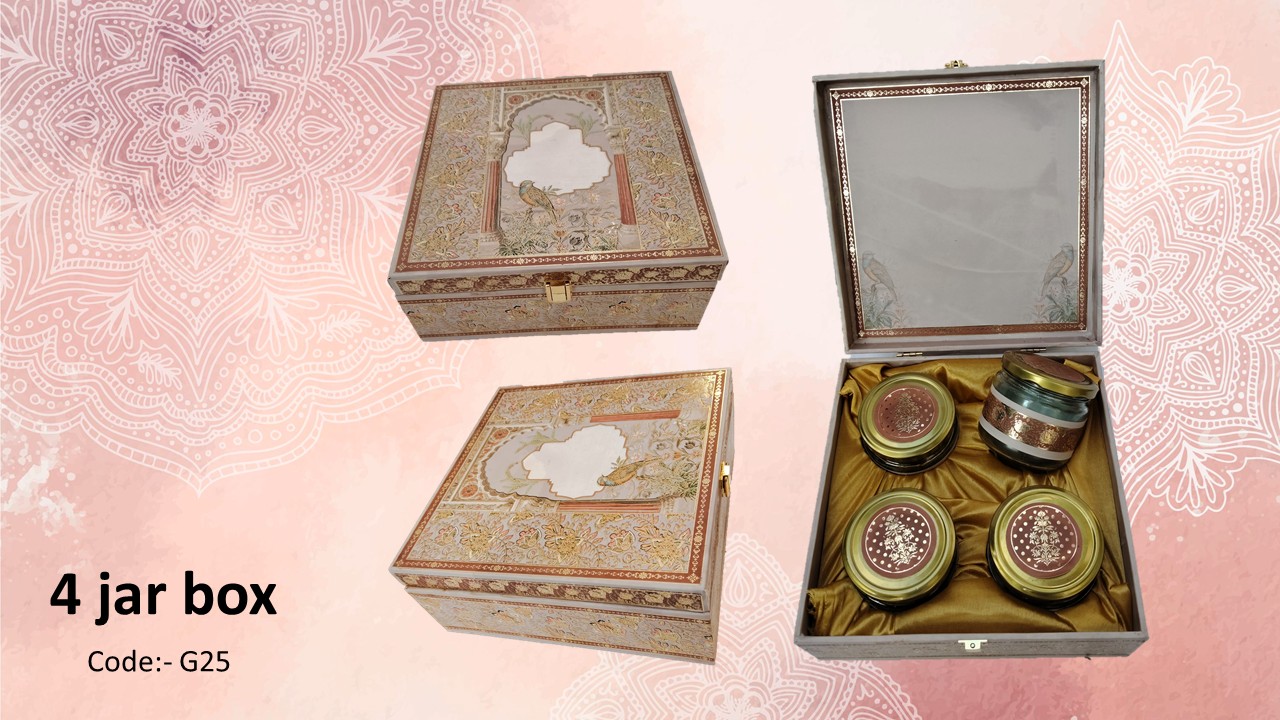 Luxury Decorative 4 Jar MDF Box Luxury Decorative 4 Jar MDF Box
