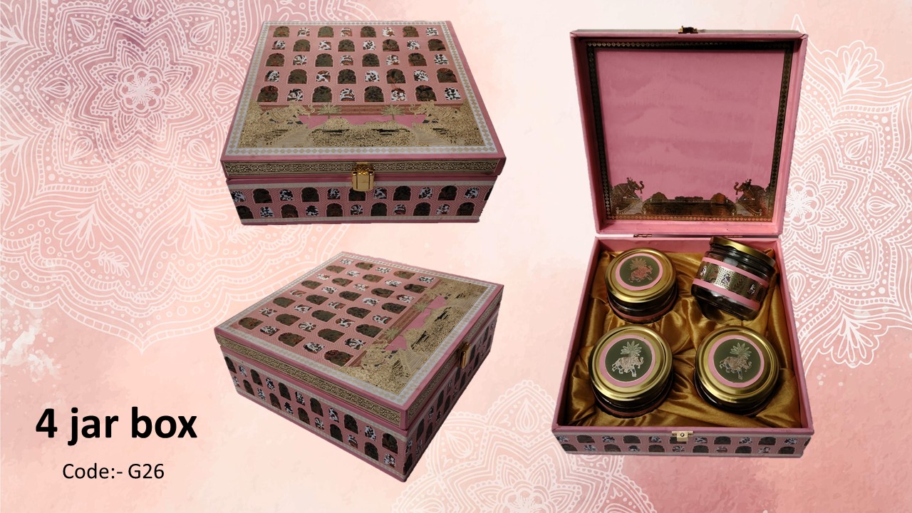 Luxury Decorative 4 Jar MDF Box Luxury Decorative 4 Jar MDF Box