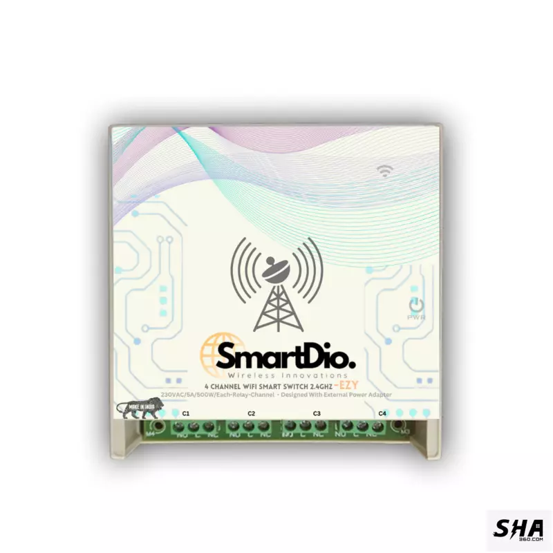 SmartDio Ezy Wifi Smart Switch 4 Channel - Online works through Internet and IR remote Alexa Google Assistant and devices status - Sha360