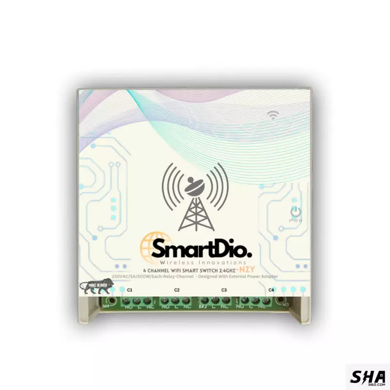 SmartDio Nzy Wifi Smart Switch 4 Channel - AP Webserver Wireless Operation of Loads 100mtrs range - No Internet - Sha360