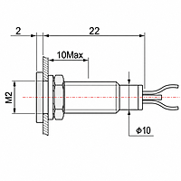 Smidnya IL22 Black Body Lead Wire Metal Pilot Light Red/Blue-14mm-6-220V AC/DC-Red/Blue