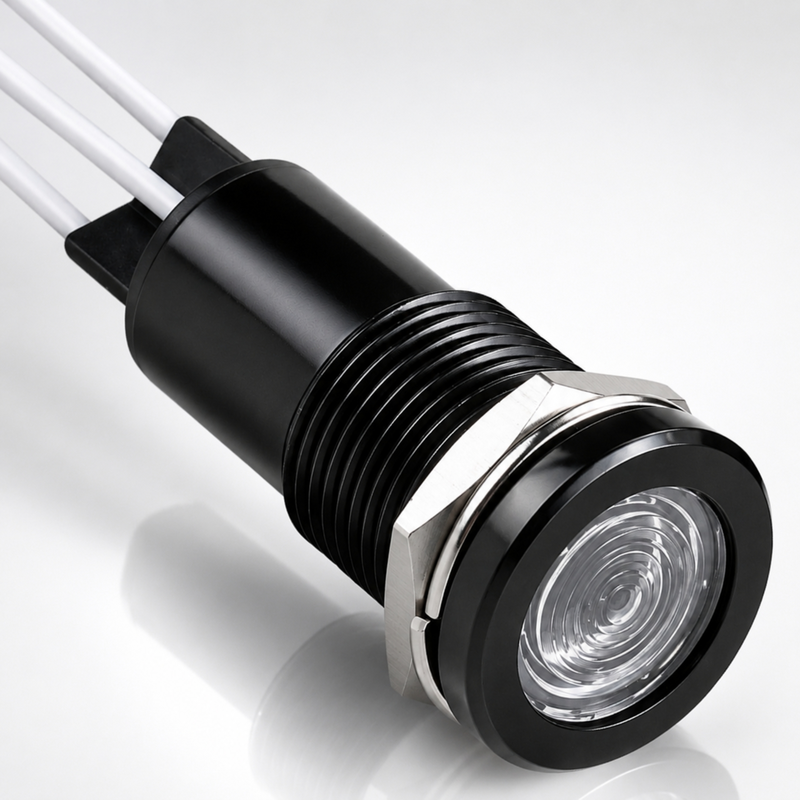 Smidnya IL22 Black Body Lead Wire Metal Pilot Light Yellow/Green