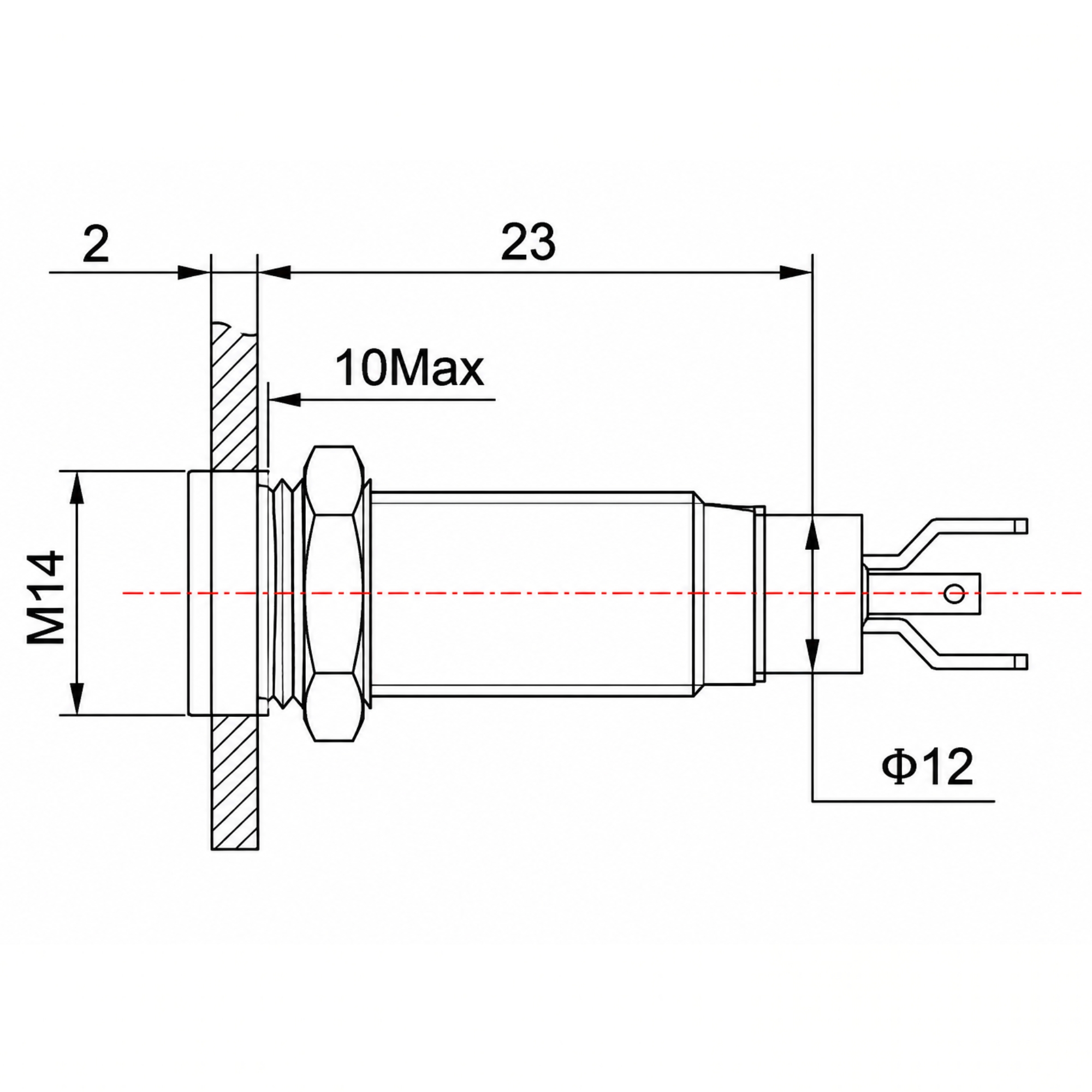 Smidnya IL22 Black Body Lead Wire Metal Pilot Light-14mm-6V AC/DC-Yellow