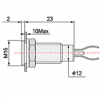 Smidnya IL22 Black Body Lead Wire Metal Pilot Light Red/Blue-16mm-6-220V AC/DC-Red/Blue