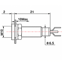 Smidnya IL22 Black Body Metal Pilot Light Red/Blue-10mm-6-220V AC/DC-Red/Blue