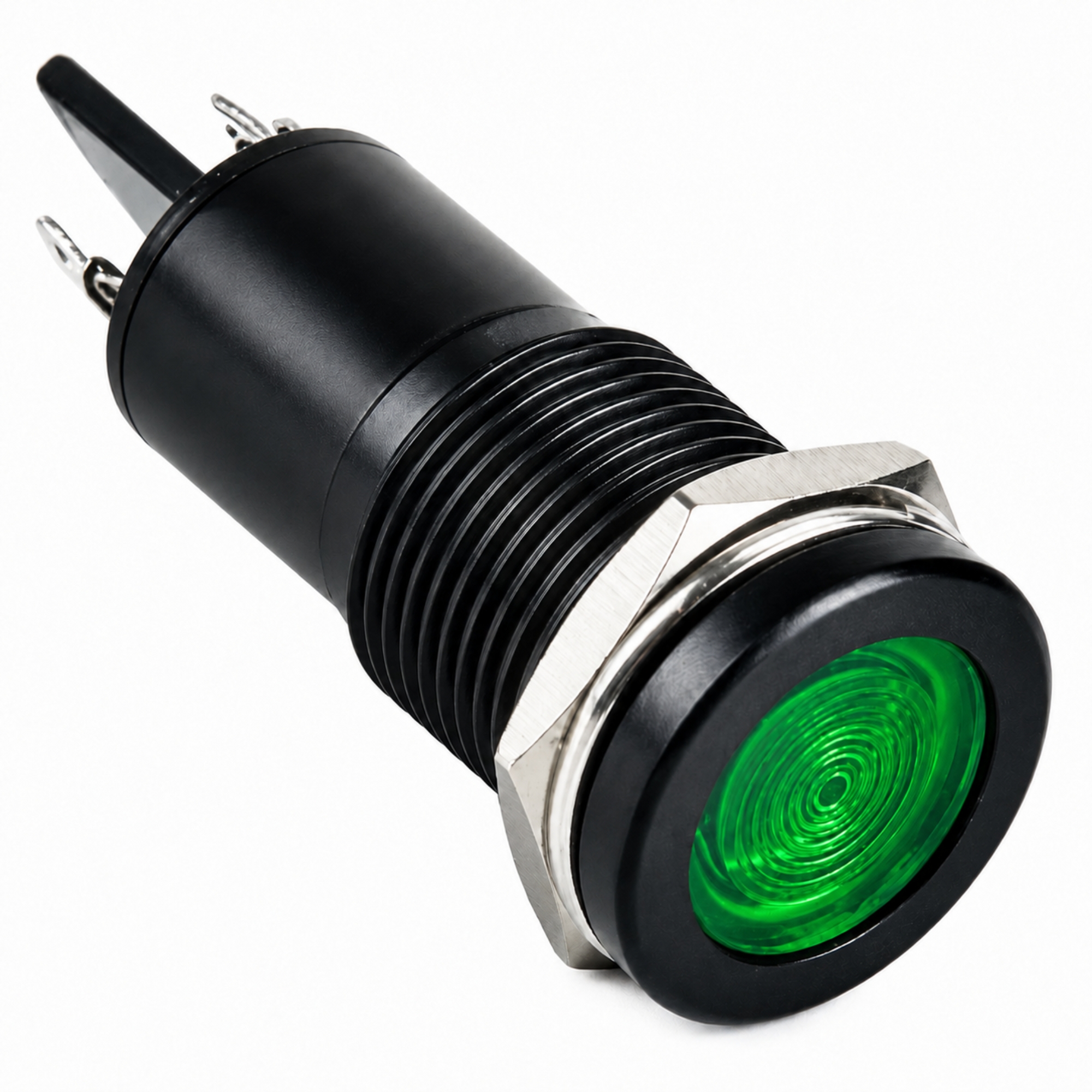 Smidnya IL22 Black Body Metal Pilot Light-14mm-220V AC/DC-Green