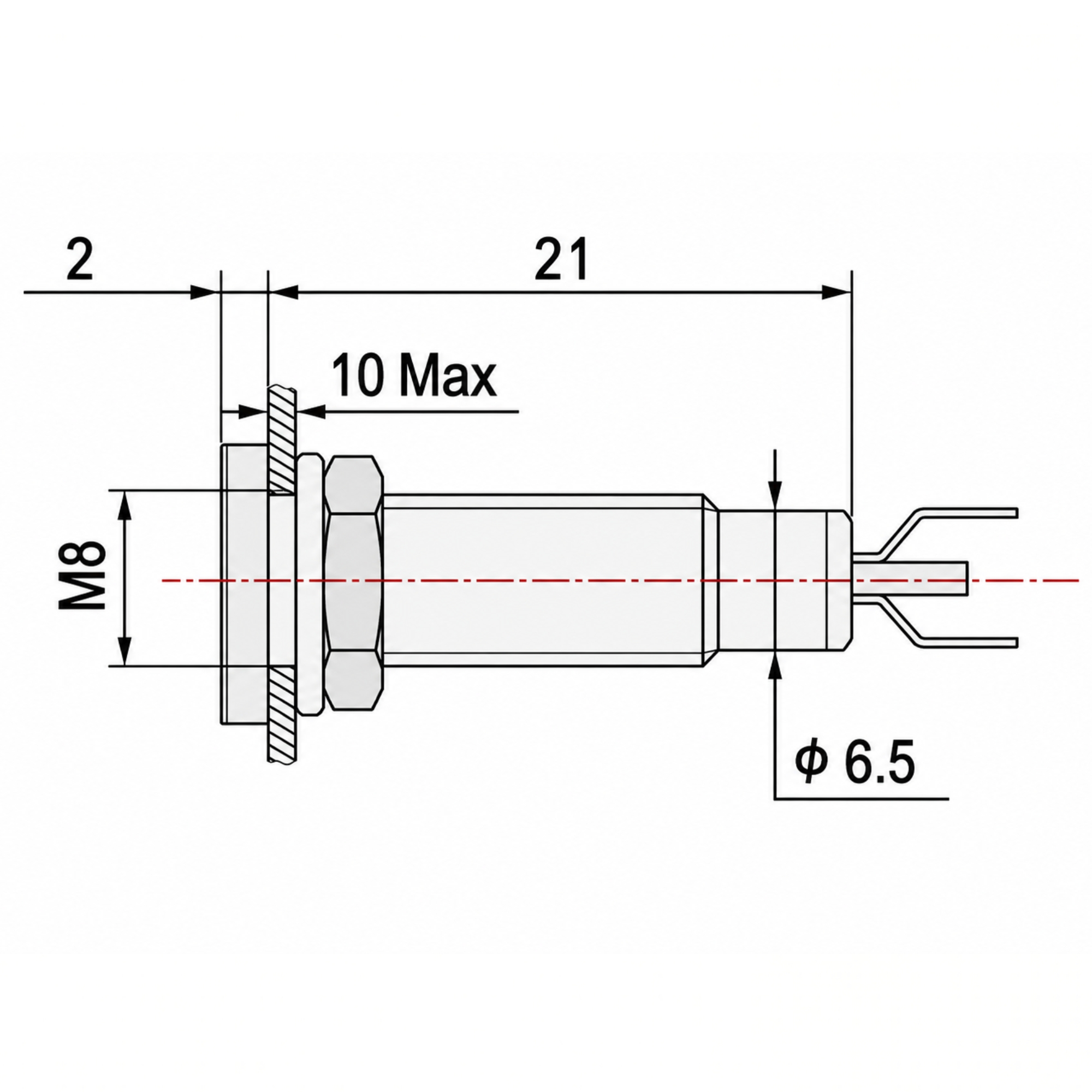 Smidnya IL22 Black Body Metal Pilot Light-8mm-127V AC/DC-Blue