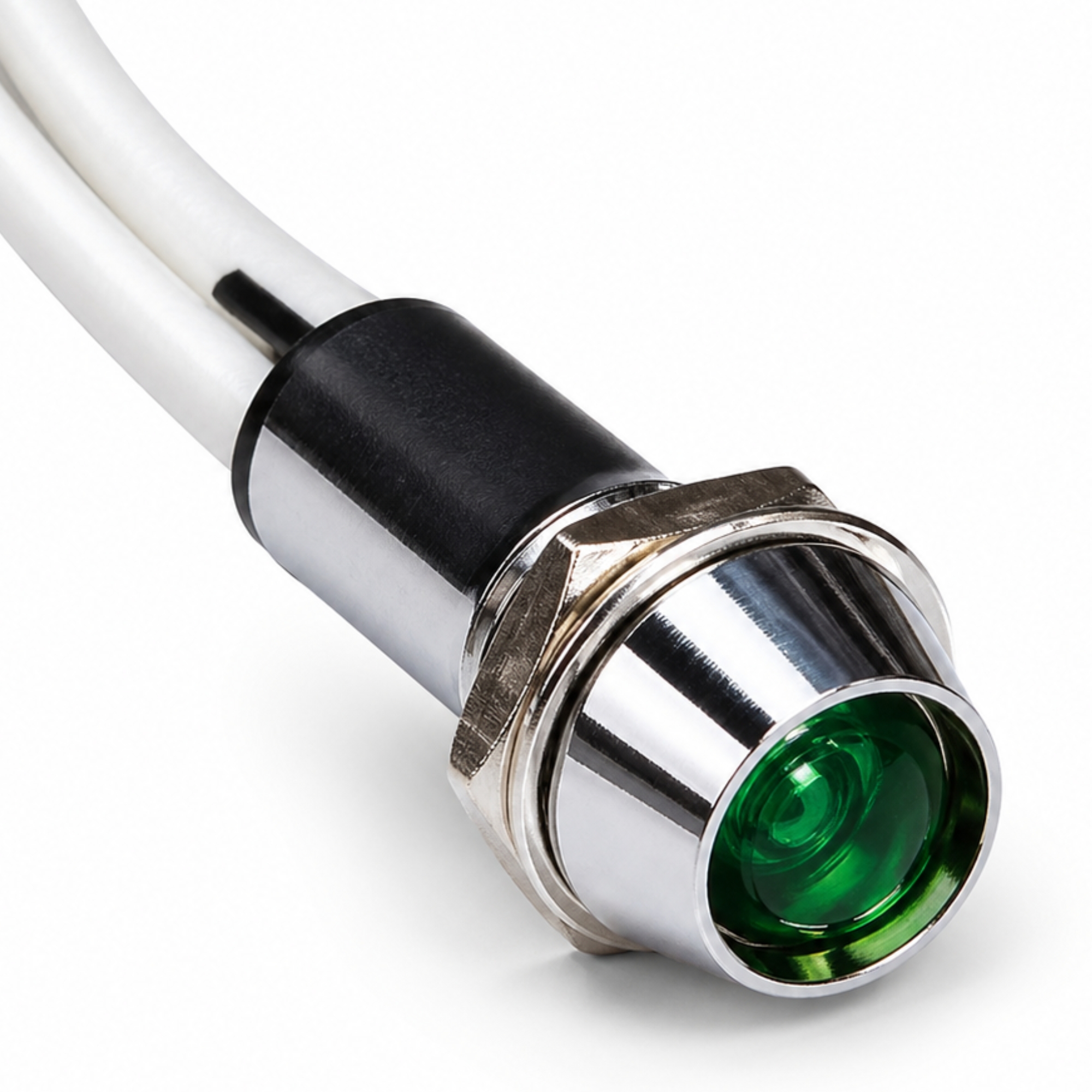 Smidnya IL22 Chrome Body Lead Wire Metal Pilot Light-10mm-12V AC/DC-Green