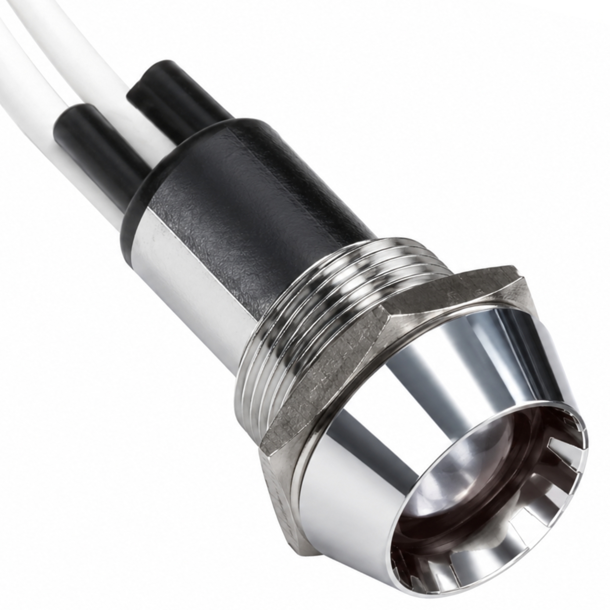 Smidnya IL22 Chrome Body Lead Wire Metal Pilot Light Red/Blue-12mm-6-220V AC/DC-Red/Blue