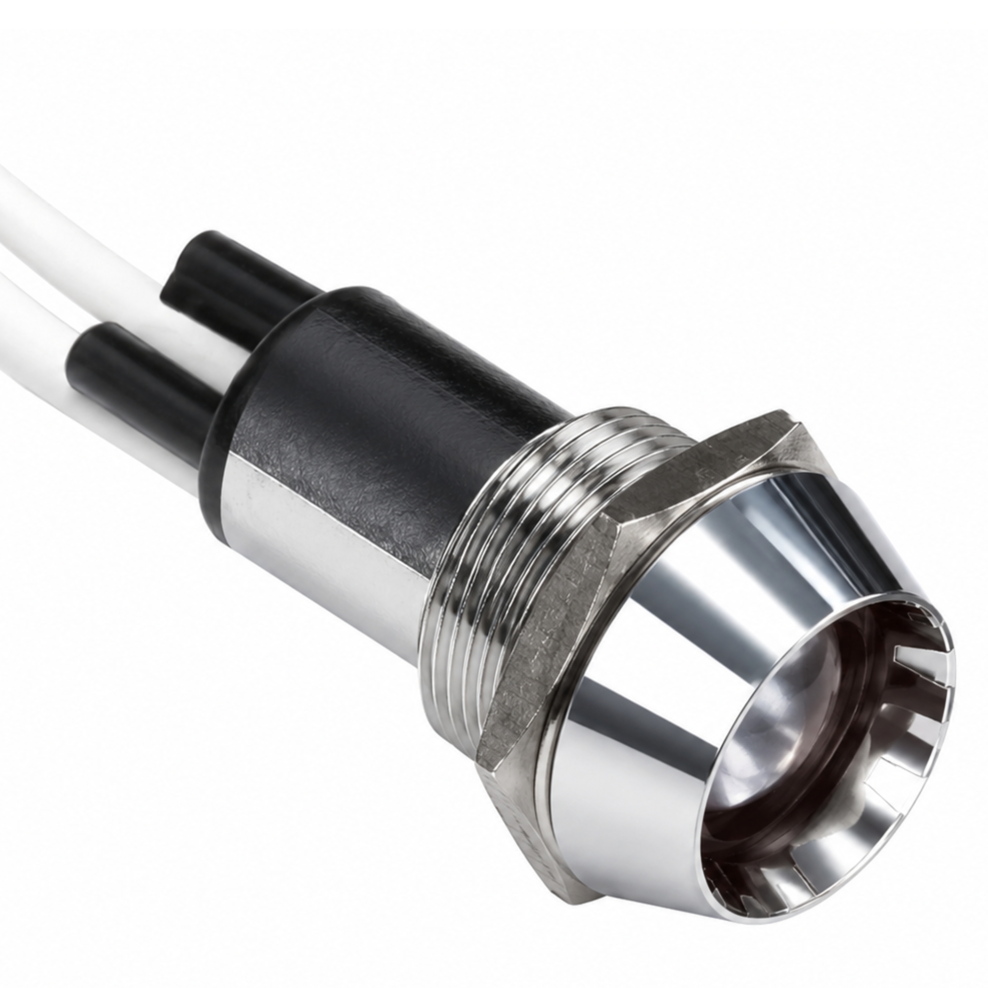 Smidnya IL22 Chrome Body Lead Wire Metal Pilot Light Red/Blue-10mm-6-220V AC/DC-Red/Blue