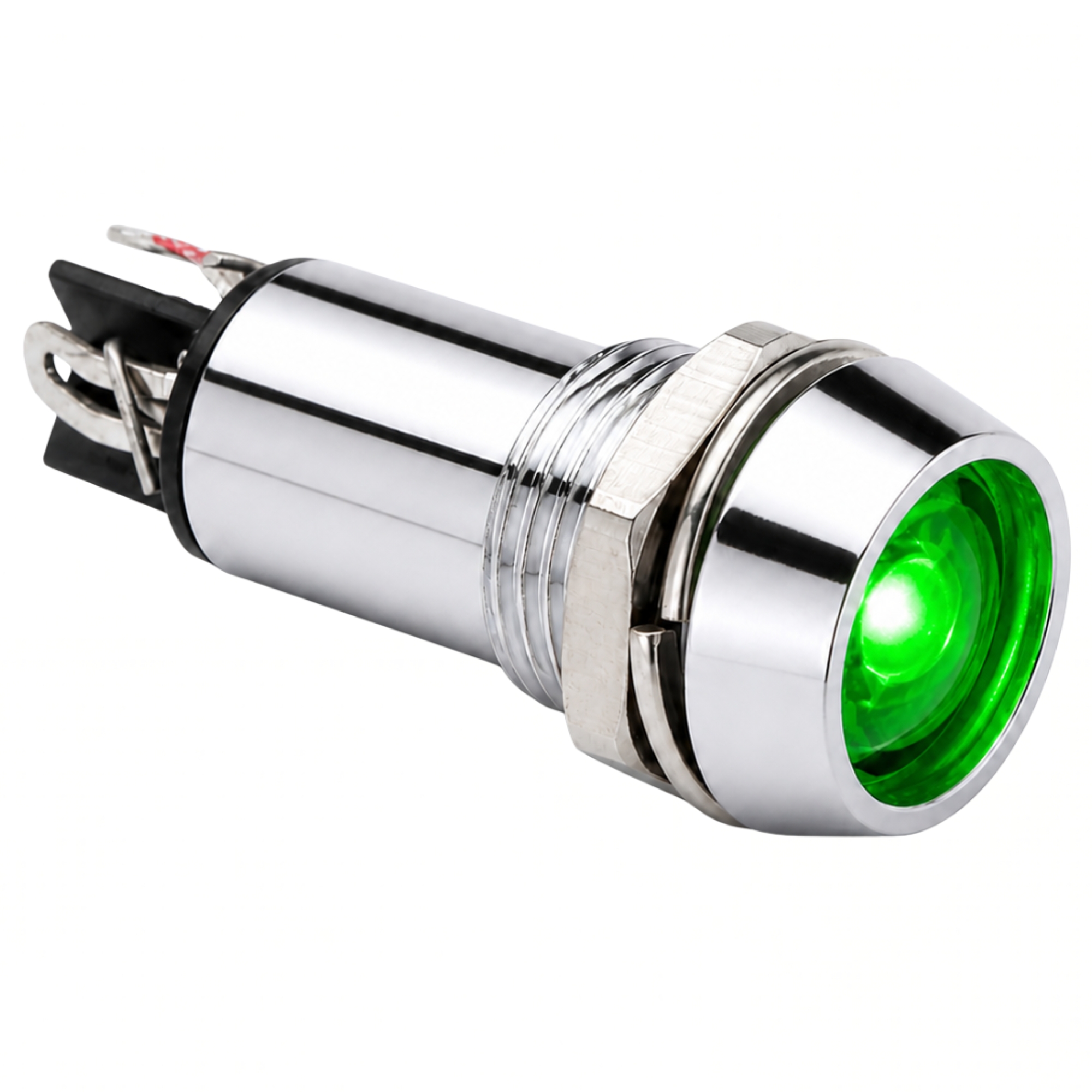 Smidnya IL22 Chrome Body Metal Pilot Light-12mm-36V AC/DC-Green