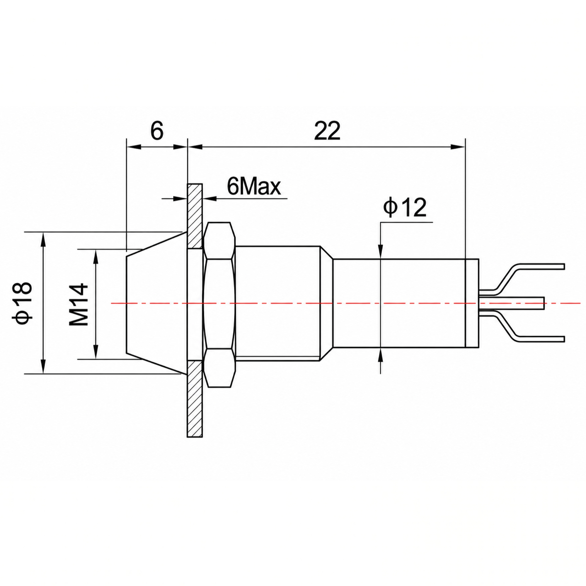 Smidnya IL22 Chrome Body Metal Pilot Light-14mm-12V AC/DC-Green
