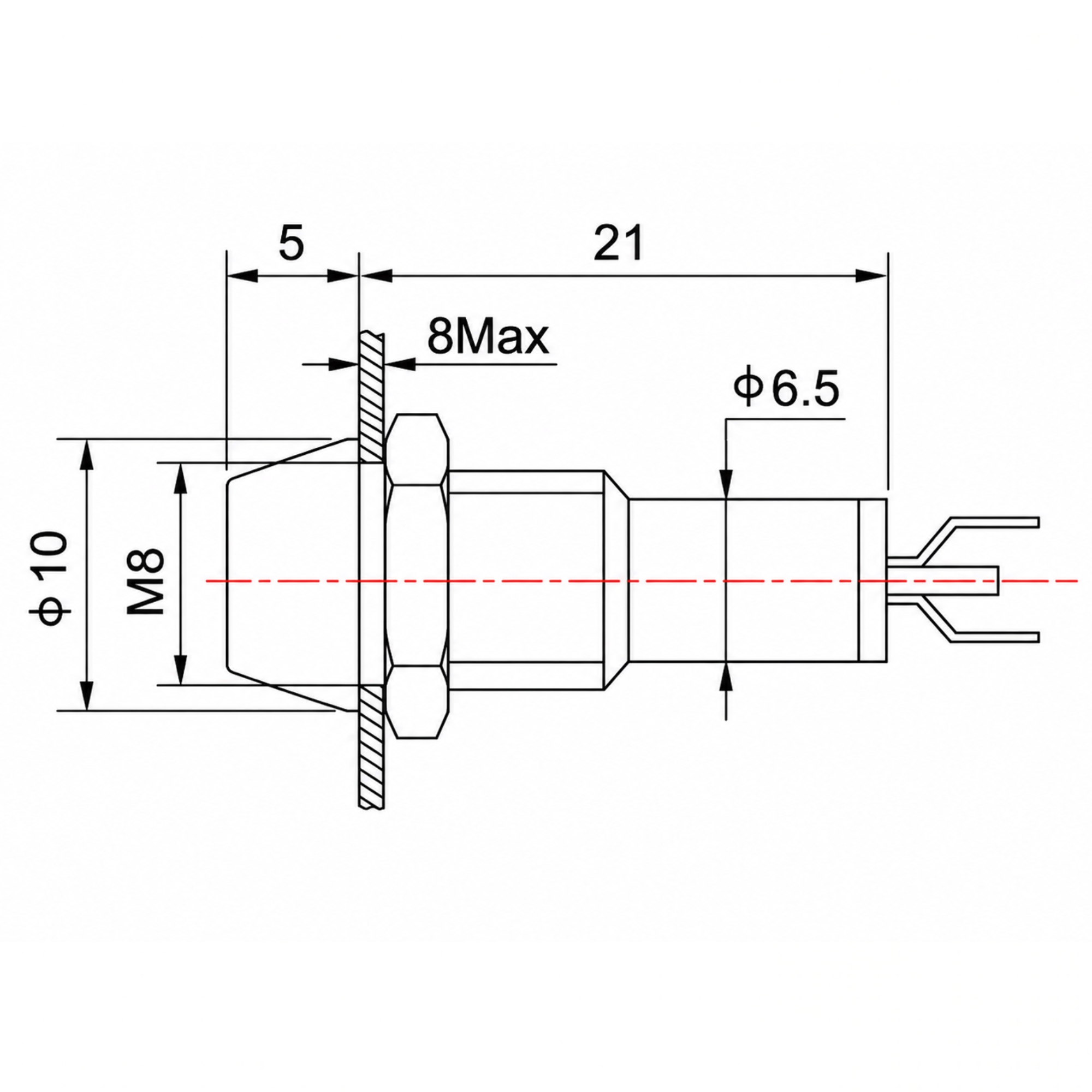 Smidnya IL22 Chrome Body Metal Pilot Light-8mm-24V AC/DC-Blue