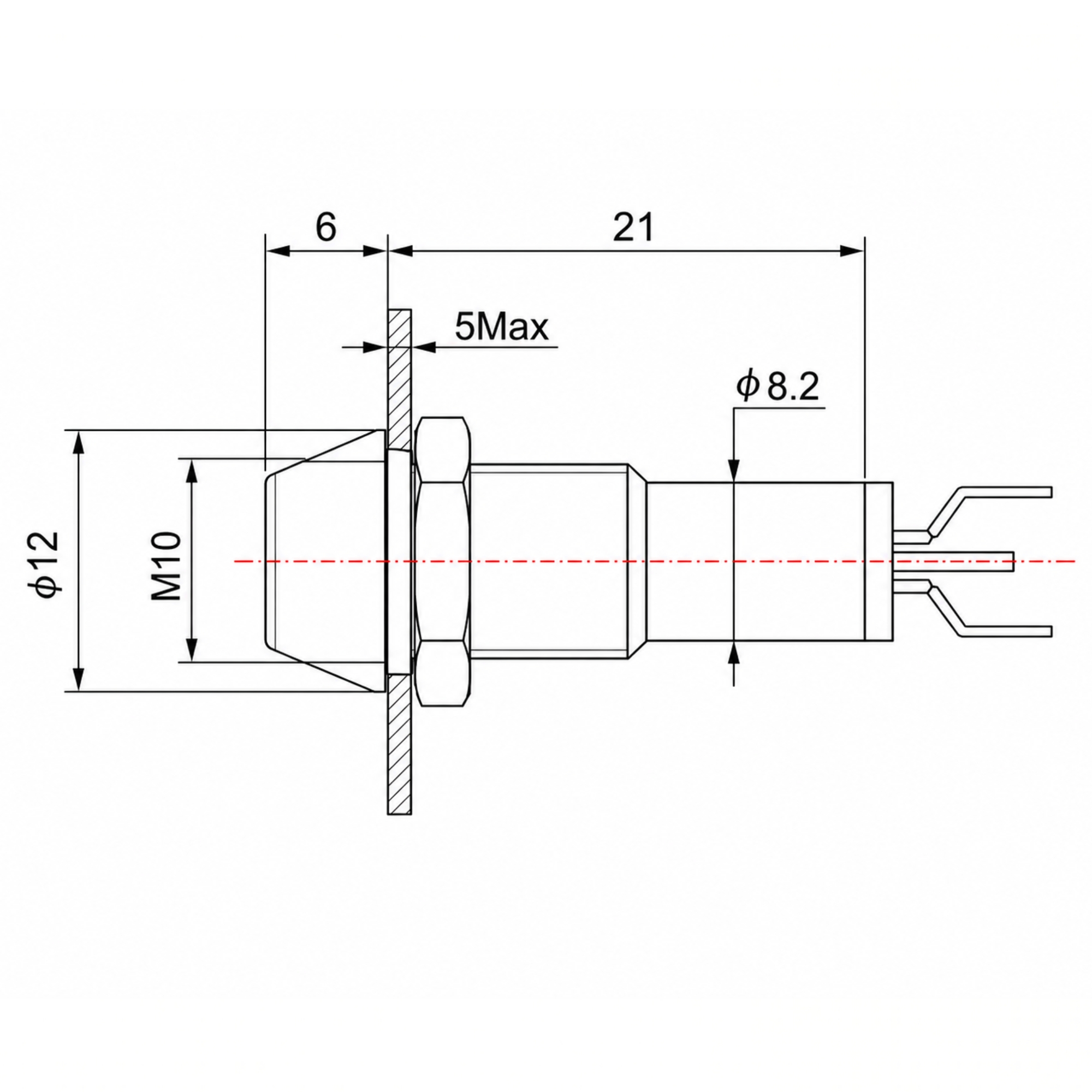Smidnya IL22 Chrome Body Metal Pilot Light-10mm-127V AC/DC-White