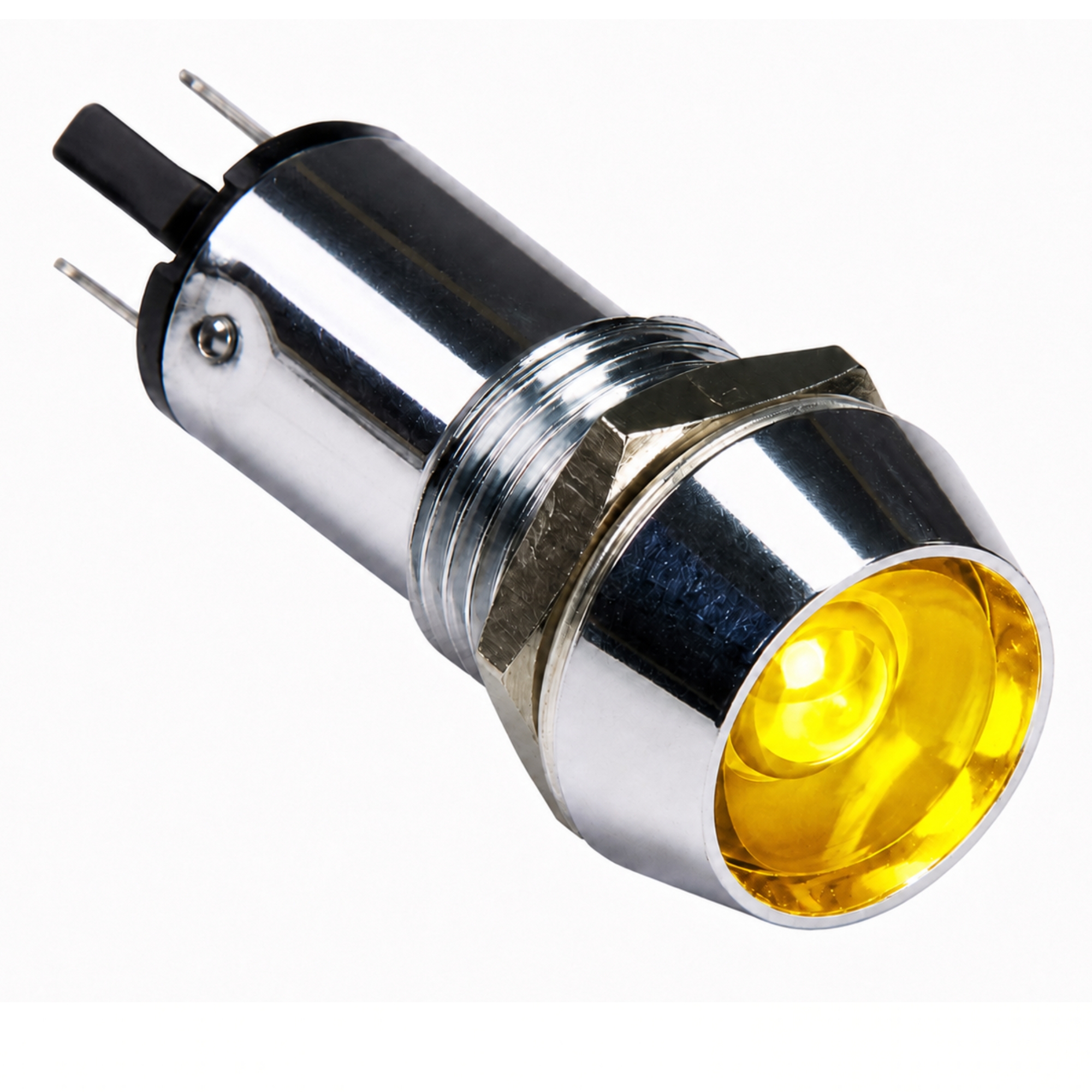 Smidnya IL22 Chrome Body Metal Pilot Light-14mm-12V AC/DC-Yellow