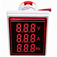 Smidnya IL22 Square Volt/Amp-Hz Pilot Light-22mm square-220V AC-Red