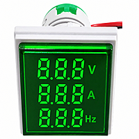 Smidnya IL22 Square Volt/Amp-Hz Pilot Light-22mm square-220V AC-Green