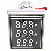 Smidnya IL22 Square Volt/Amp-Hz Pilot Light-22mm square-220V AC-White