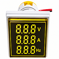 Smidnya IL22 Square Volt/Amp-Hz Pilot Light-22mm square-220V AC-Yellow