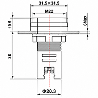 Smidnya IL22 Square Volt/Amp-Hz Pilot Light-22mm square-220V AC-Green
