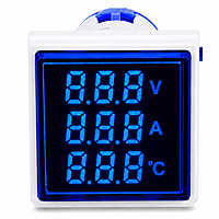 Smidnya IL22 Square Volt/Amp-Temp Pilot Light-22mm square-220V AC-Blue