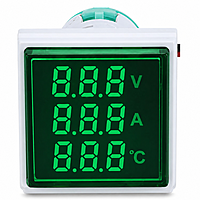 Smidnya IL22 Square Volt/Amp-Temp Pilot Light-22mm square-220V AC-Green