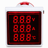 Smidnya IL22 Square Volt/Amp-Temp Pilot Light-22mm square-220V AC-Red