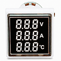 Smidnya IL22 Square Volt/Amp-Temp Pilot Light-22mm square-220V AC-White