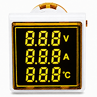 Smidnya IL22 Square Volt/Amp-Temp Pilot Light-22mm square-220V AC-Yellow