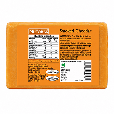 Nutoras Cheese Smoked Cheddar 200G Nutoras Cheese Smoked Cheddar 200G