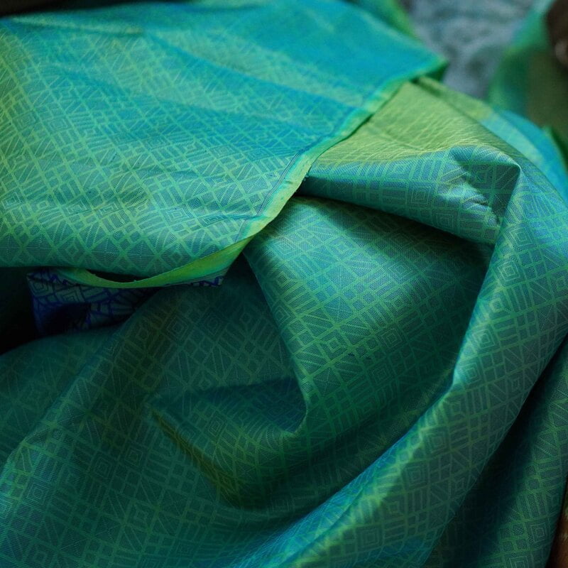 Jadestone Green Kanchipuram with Prune Red