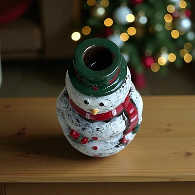 Snowman Ceramic Candle Holder