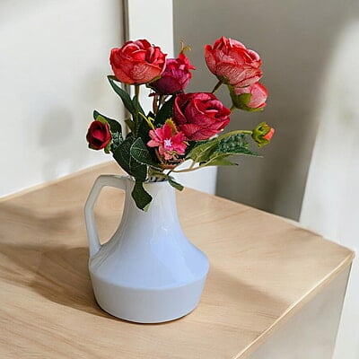 Soft Brown Ceramic Vase with Unique Shape and Handle