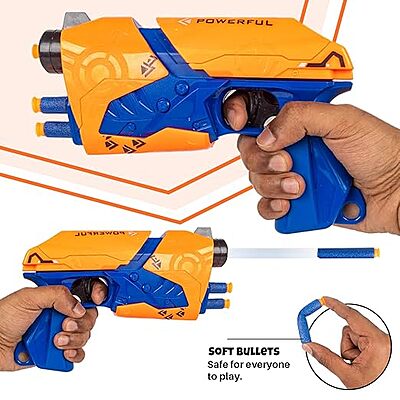 Ratna's Attack Gun with Soft Bullets | Toy Dart Gun Pistol with 10 Bullets