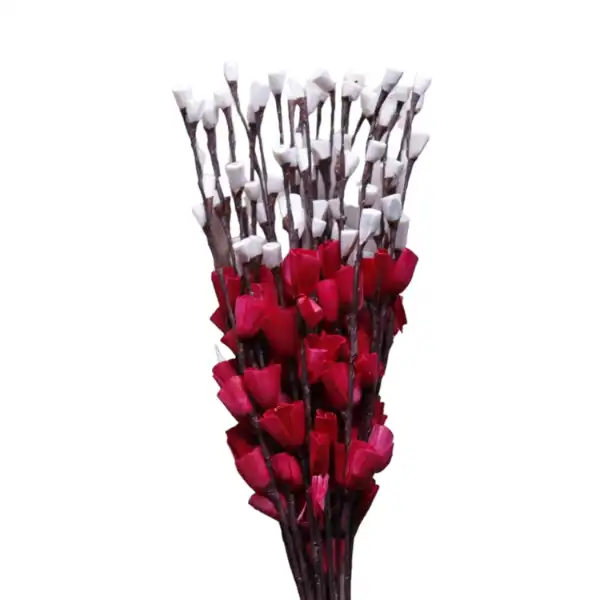 red Manella buds stick sola flower bunch for tall vase, gifting and boho decor by LeafnDeor red Manella buds stick sola flower bunch for tall vase, gifting and boho decor by LeafnDeor