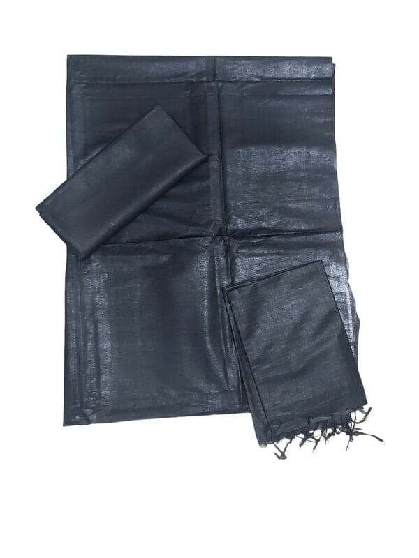 Black Solid katan silk Unstitched Salwar Suit Fabric with Dupatta