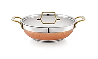 Sonu Quantum Series Stainless Steel Kadhai with Lid, Mirror Finish,