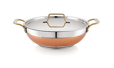 Sonu Quantum Series Stainless Steel Kadhai with Lid, Mirror Finish,