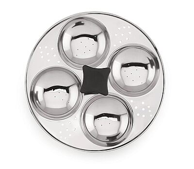 Sonu Stainless Steel Triply Base Multi Kadhai with mini, Dhokla, steamer & regular idly plates