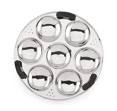 Sonu Stainless Steel Triply Base Multi Kadhai with mini, Dhokla, steamer & regular idly plates