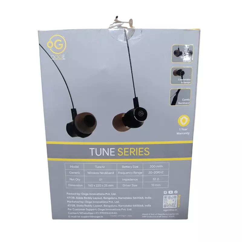 Ooge Sound Pulse Tune 12 Wireless Neckband – Bluetooth Audio | Music & Calls